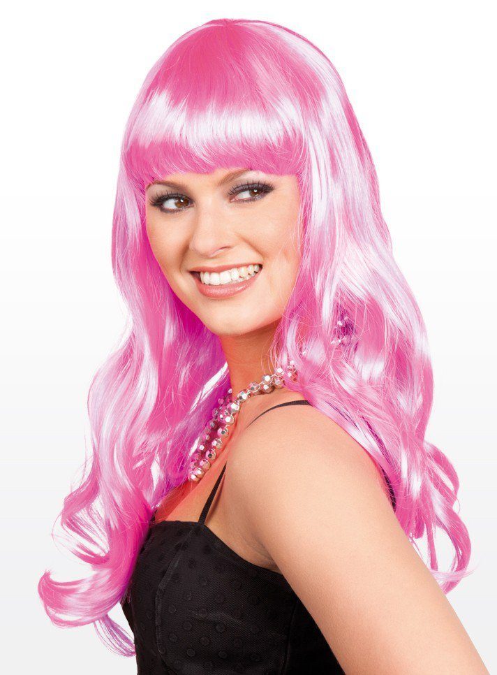 Boland Kostüm-Perücke Lange Haare rosa
