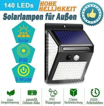 DOPWii LED Solarleuchte 2PCS Solarlampen,mit Bewegungsmelder,140 LED Lampenperlen,IP65, LED fest integriert
