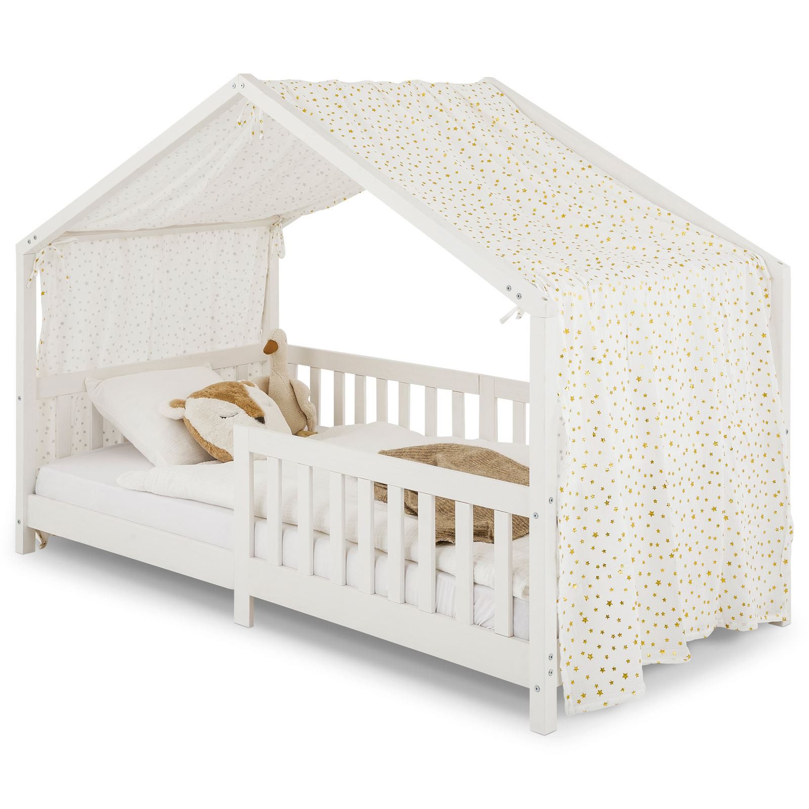 IDIMEX Betthimmel LIAN, Betthimmel Hausbett Deko, Musselin Baldachin 100% Baumwolle weiß/gold