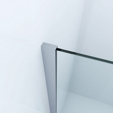 AQUABATOS Walk-in-Dusche Duschabtrennung Walk in Duschwand Glas Begehbare Dusche, Einscheiben Sicherheitsglas (ESG), (10 mm Klarglas mit Lotus-Effekt Beschichtung)