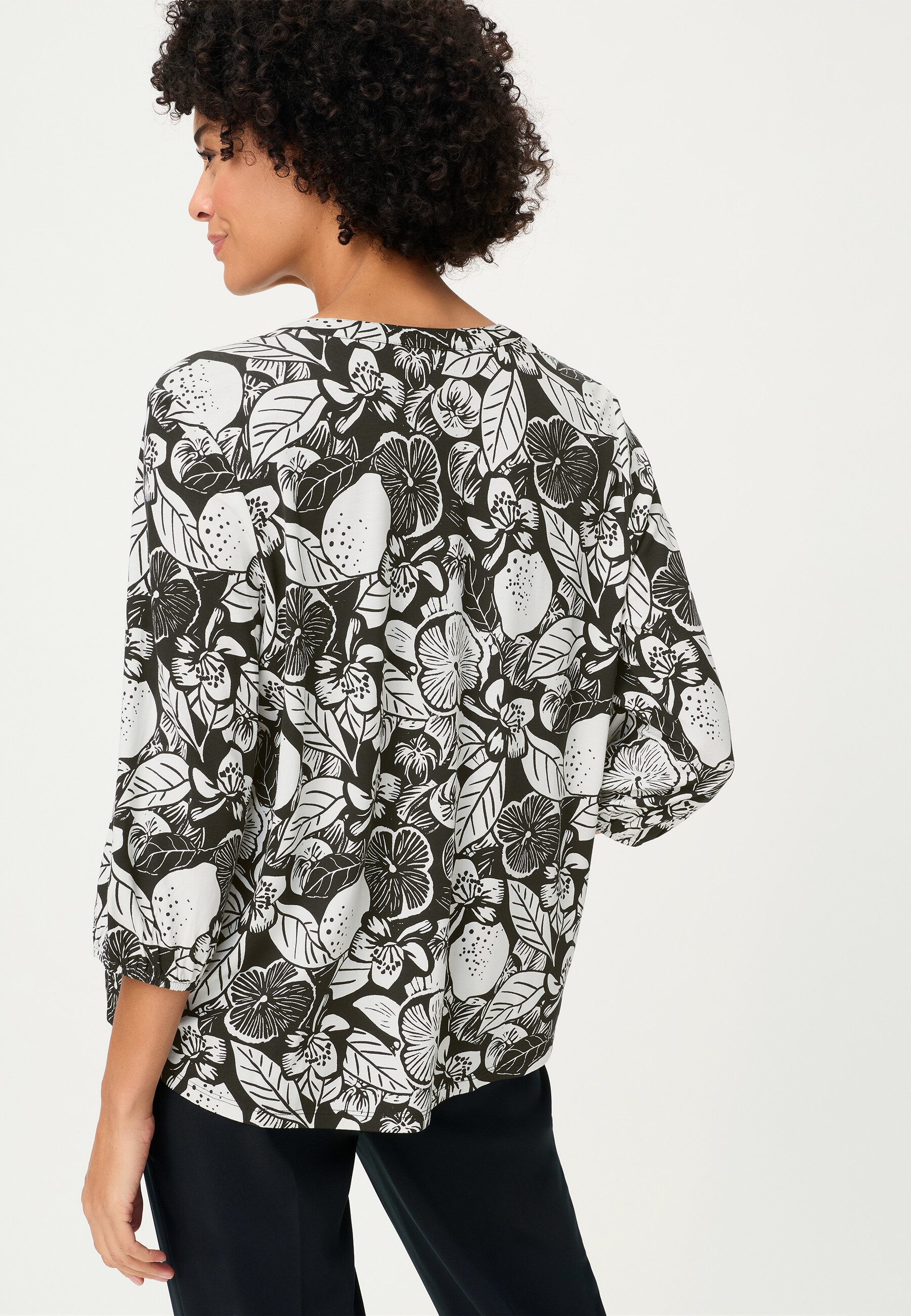 Olsen T-Shirt Shirt mit Allover-Dessin und Tunika-Ausschnitt