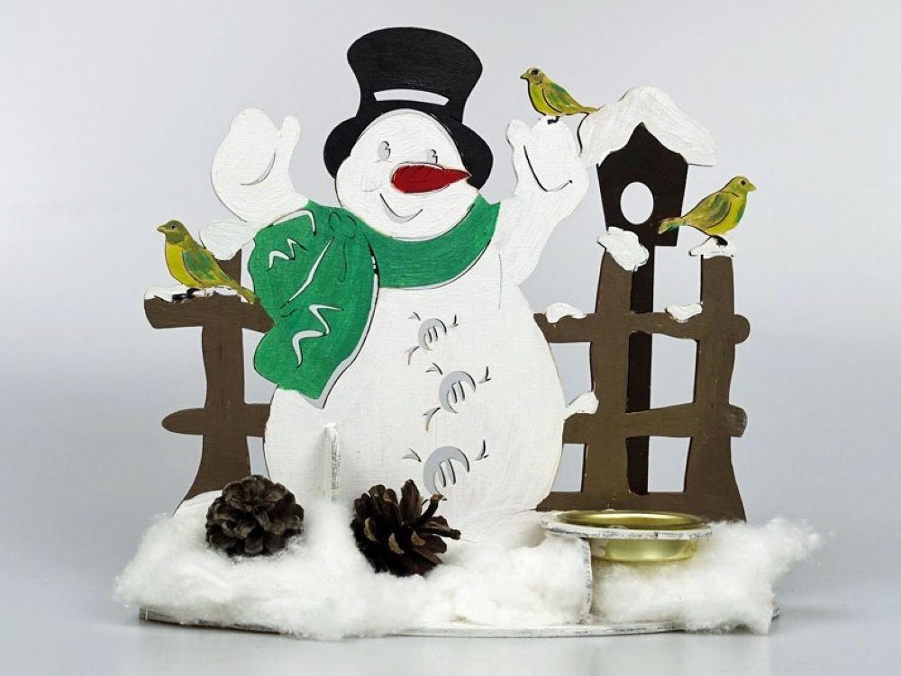 DeColibri Kreativset Bastelset Basteln Weihnachten Holz Schneemann, (Bastelset), Made in Germany, aus Holz, bemalbar