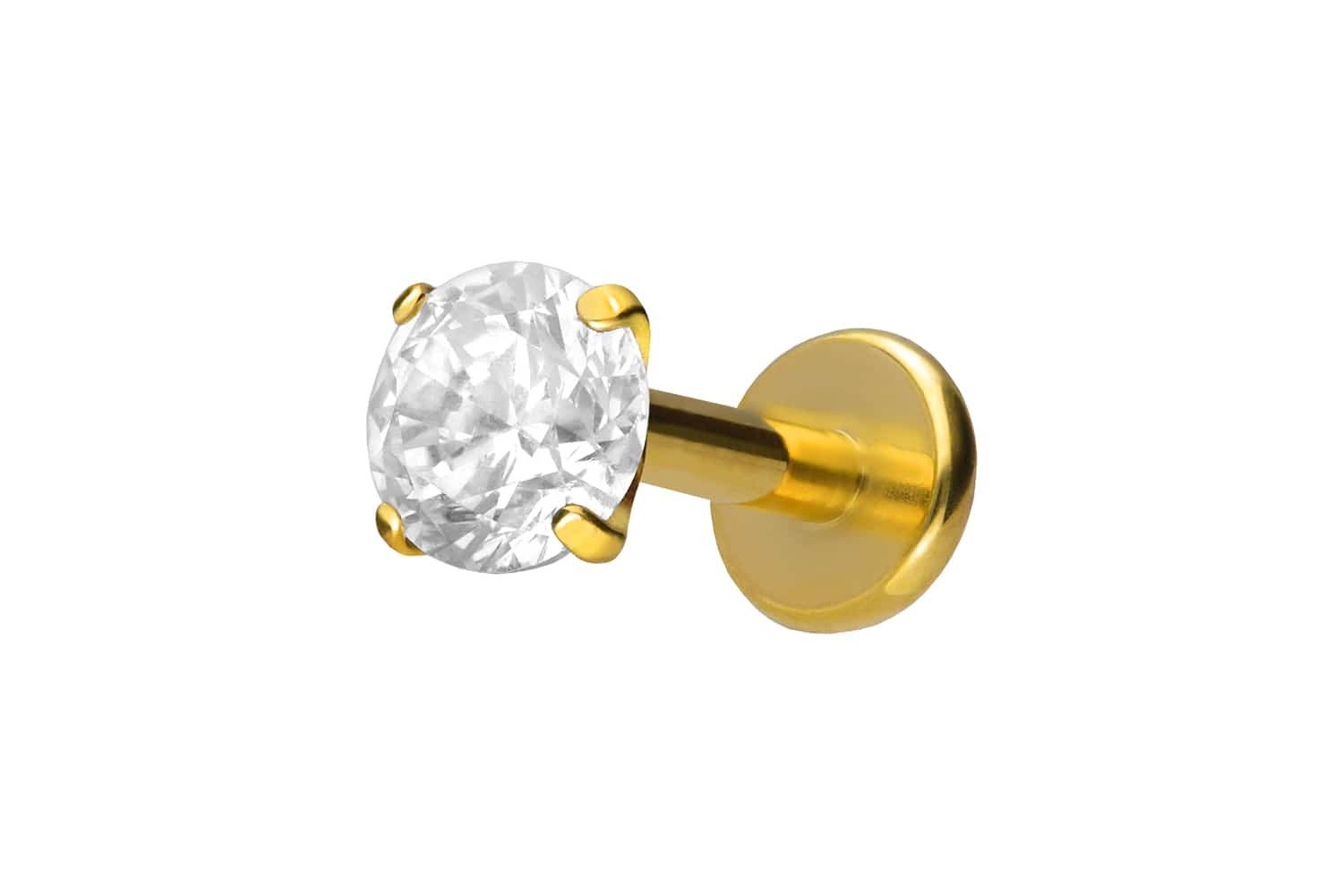 PIERCINGLINE Piercing-Set Titan Labret mit Innengewinde EINGEFASSTER KRISTALL (Labrets, 1-tlg)
