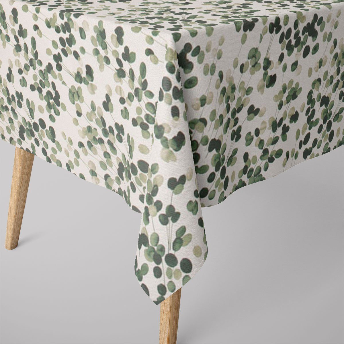 SCHÖNER handmade grün, SCHÖNER Tischdecke LEBEN. wollweiß Digitaldruck LEBEN. Tischdecke Blätter