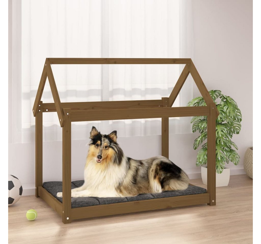 Thumbnail - furnicato Tierbett Hundebett Honigbraun 101x70x90 cm Massivholz Kiefer