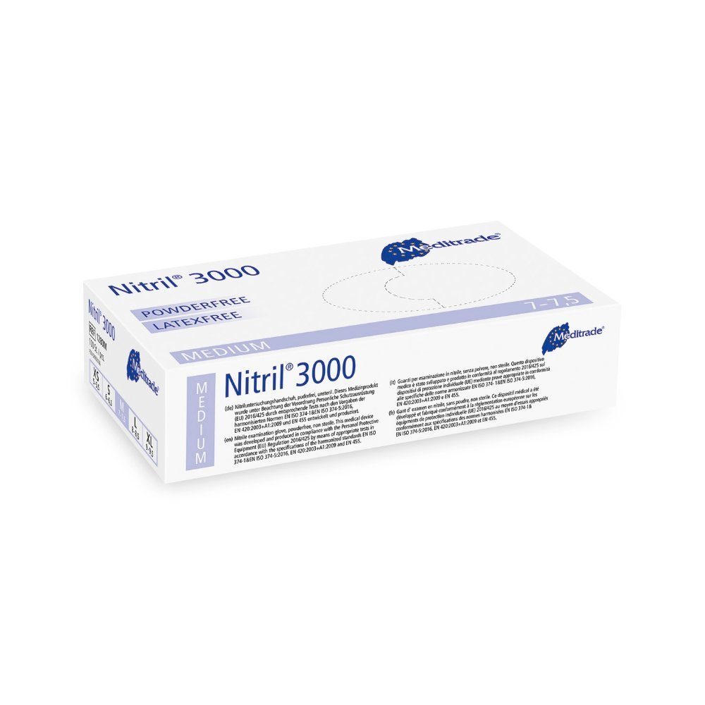 MediTrade Nitril-Handschuhe Nitril® 3000Untersuchungshandschuh aus Nitril, puderfrei, Medium