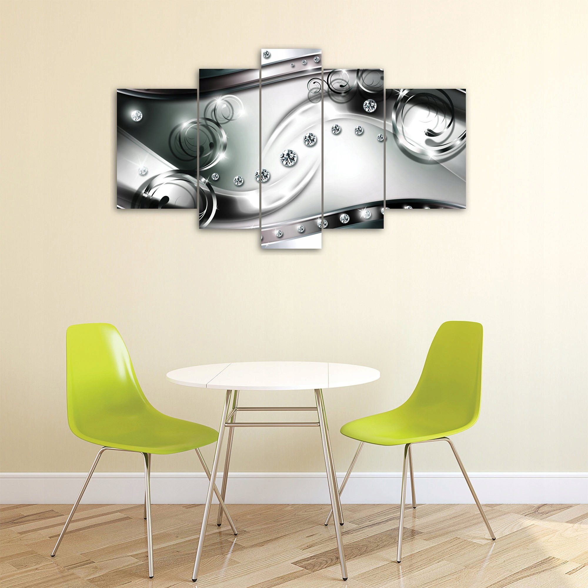 Canvas XXL für 5 Leinwandbild Kunstdruck Abstrakt Bild Groß Wandbilder 170x100 teilig), Diamanten Wallarena Wohnzimmer Wandbild Modern Abstrakt Leinwandbilder Aufhängefertig Bilder (Set Auf SET Leinwand Schlafzimmer, cm