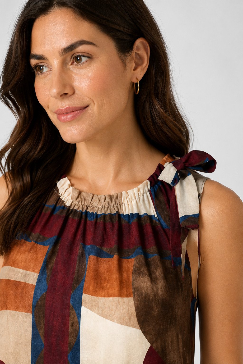 ITALY VIBES Sommerkleid - weiches Etuikleid mit abstraktem Print und Band - Damenkleid ONE SIZE - passend von Größen S bis L