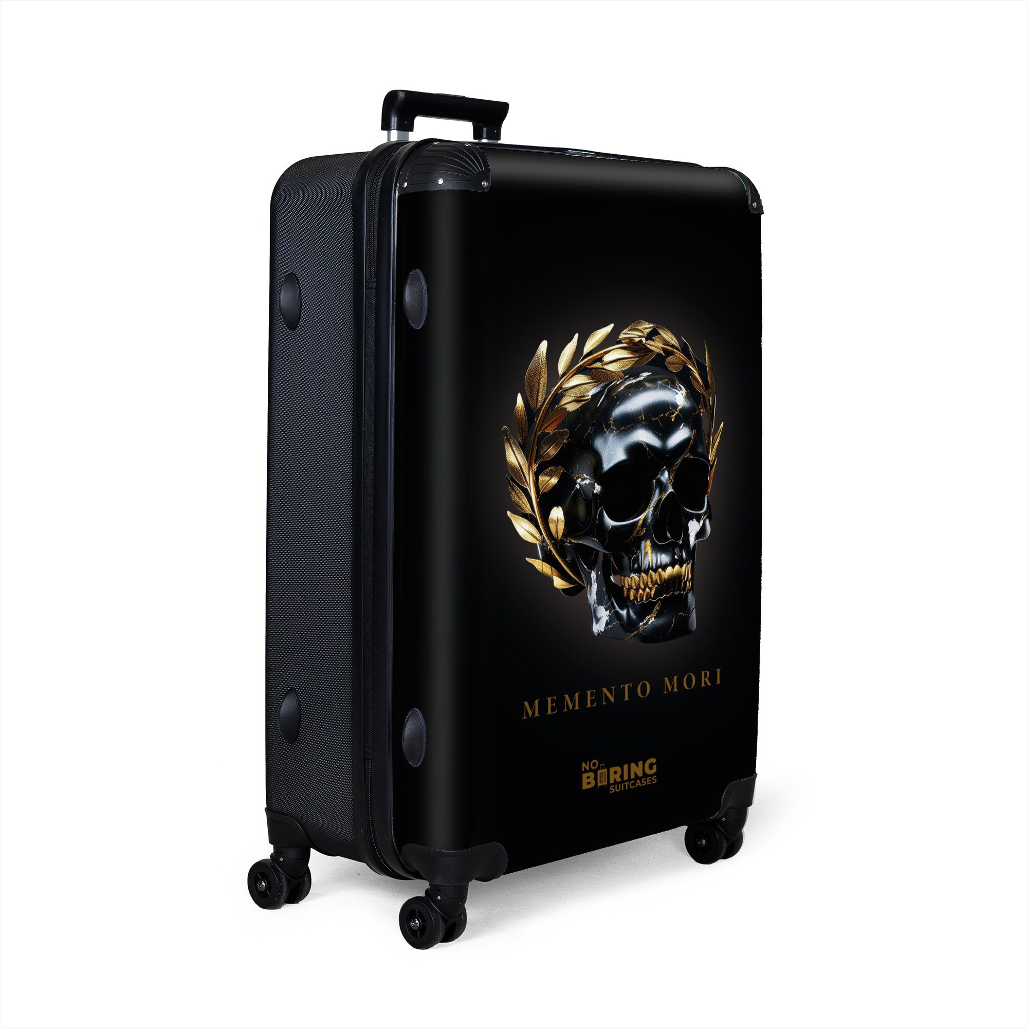 NoBoringSuitcases.com© Hartschalen-Trolley Schwarz mit goldenem Totenkopf u günstig online kaufen