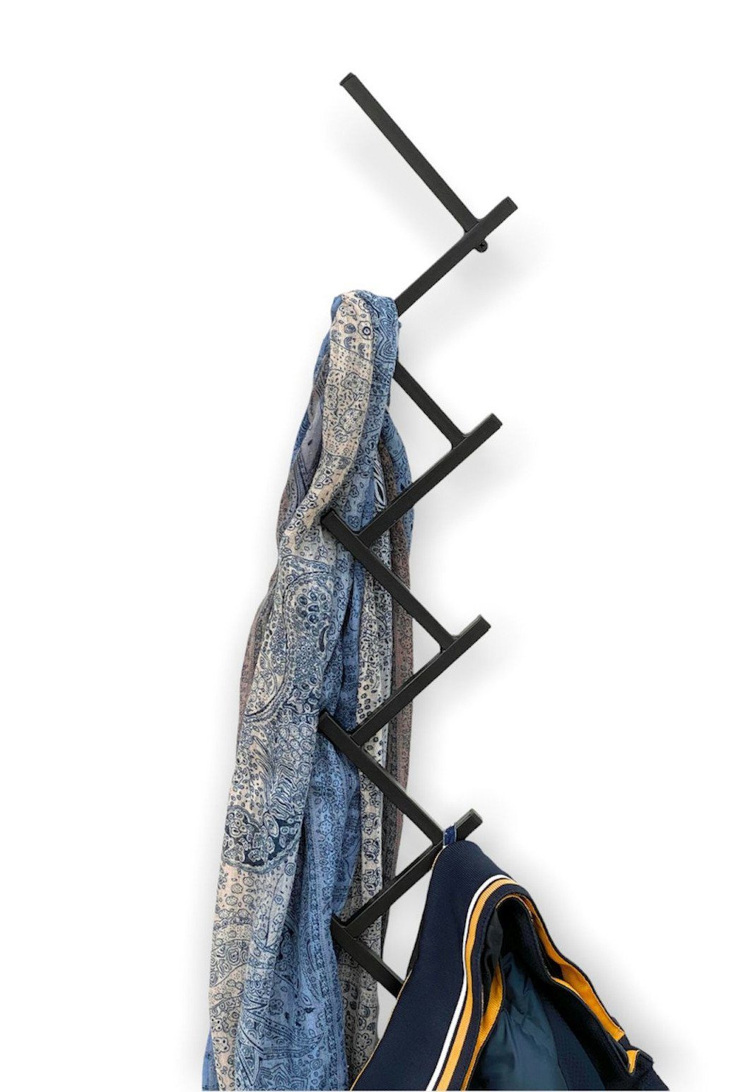 DanDiBo Wandgarderobe Garderobe Schwarz mit als geeignet Handtuchhalter cm, Kleiderständer auch 10 80 Garderobenhaken Haken