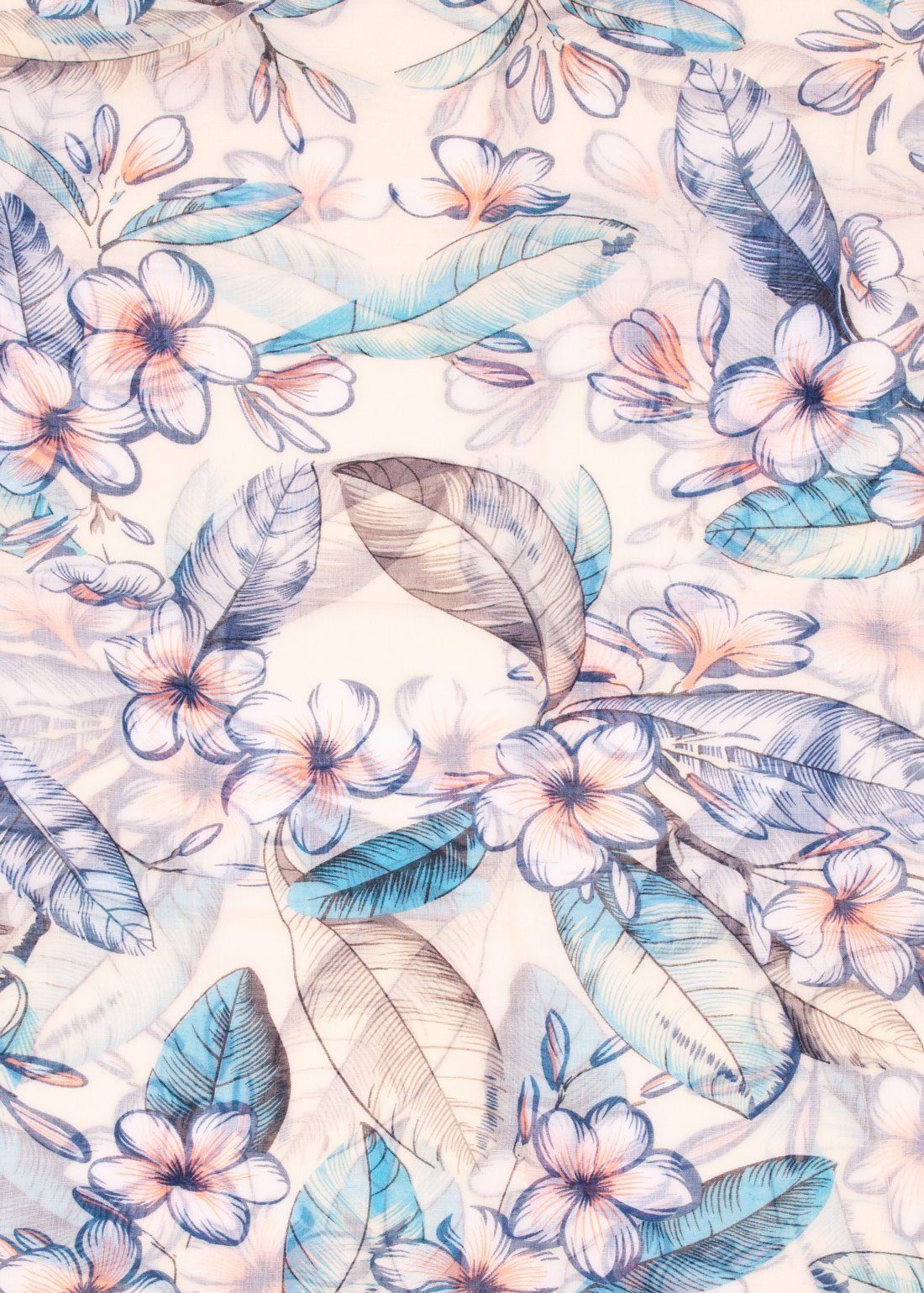 Faera Loop, Damen Schal mit tropischen Blüten weich und leicht Loop Rundschal