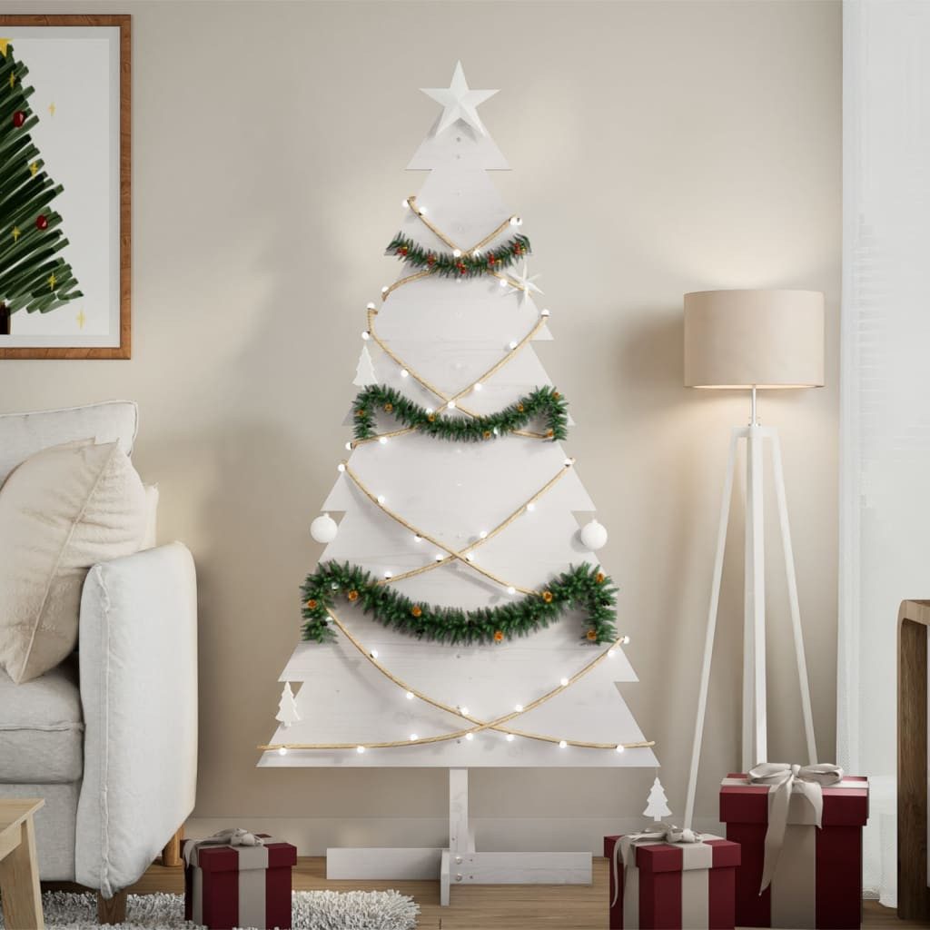 vidaXL Künstlicher Weihnachtsbaum Weihnachtsbaum zum Schmücken Weiß 150 cm Massivholz Kiefer