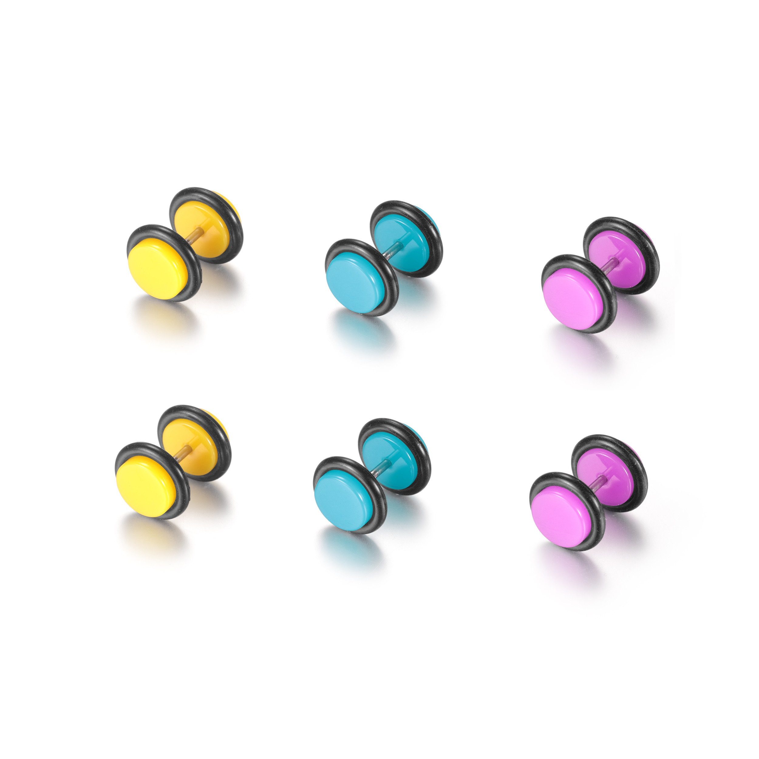 Kingka Fake-Ear-Plug-Set Multipack Schmuck Geschenk Ohrpiercing Fake Tunnel Ohr Plug Kunststoff (6-tlg), Flesh Tunnel Ohrring Piercing Kunststoff Platte Chirurgiestahl Stecker