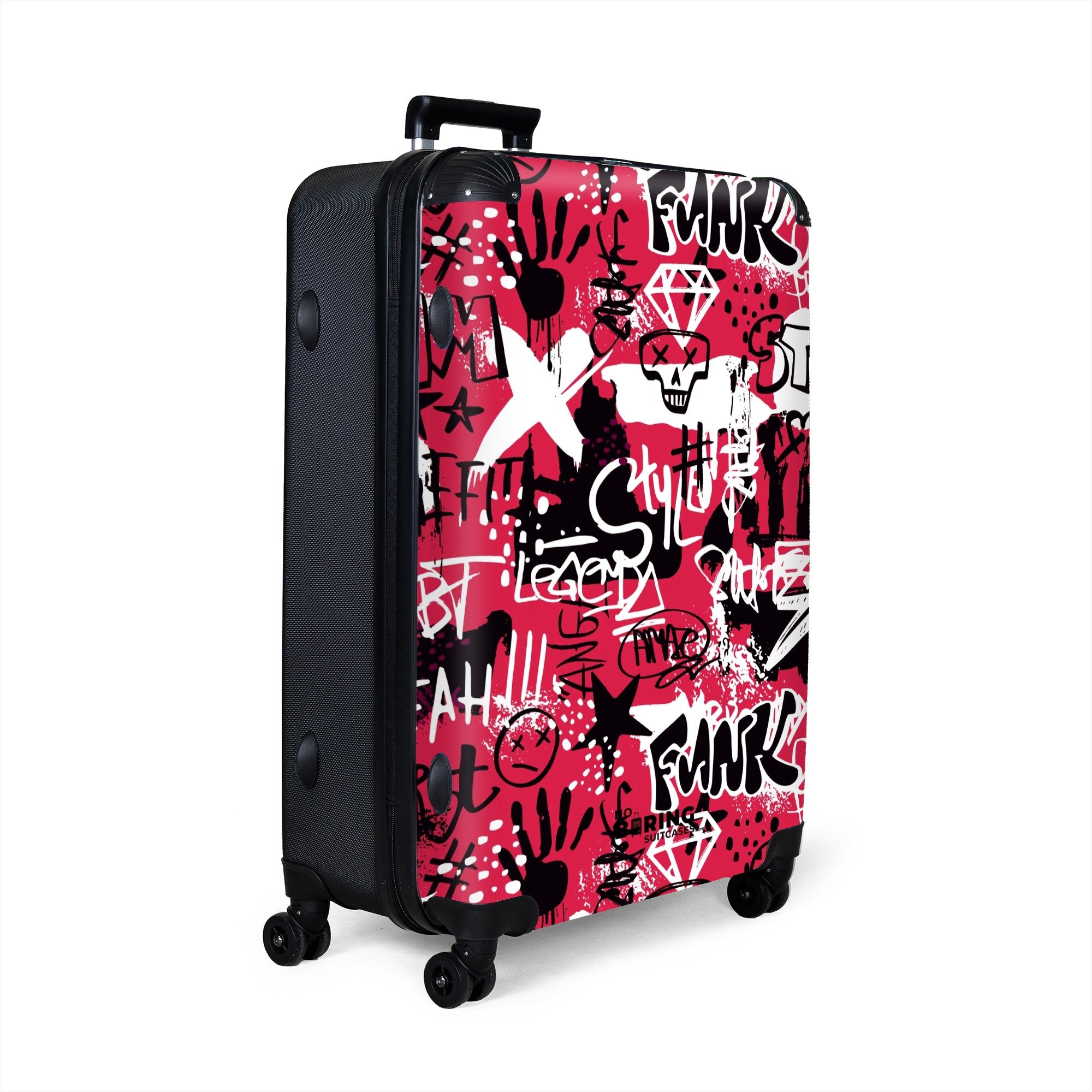 NoBoringSuitcases.com© Hartschalen-Trolley Graffiti-Kunstwerk auf rosa Hint günstig online kaufen