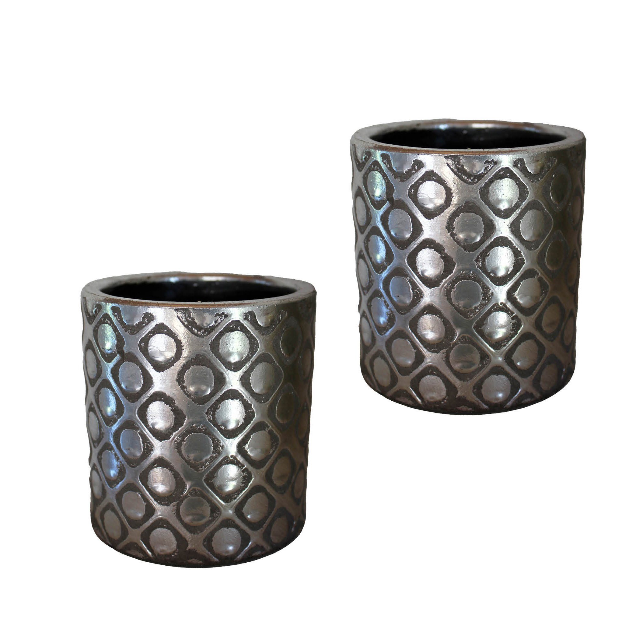 Cosy Home Ideas Übertopf 2 er Set Посадочные горшки Keramik geometrisch gemustert Pflanztöpfe (Set, 2 St., Set aus 2 identischen Töpfen), mit Teil - Glasur