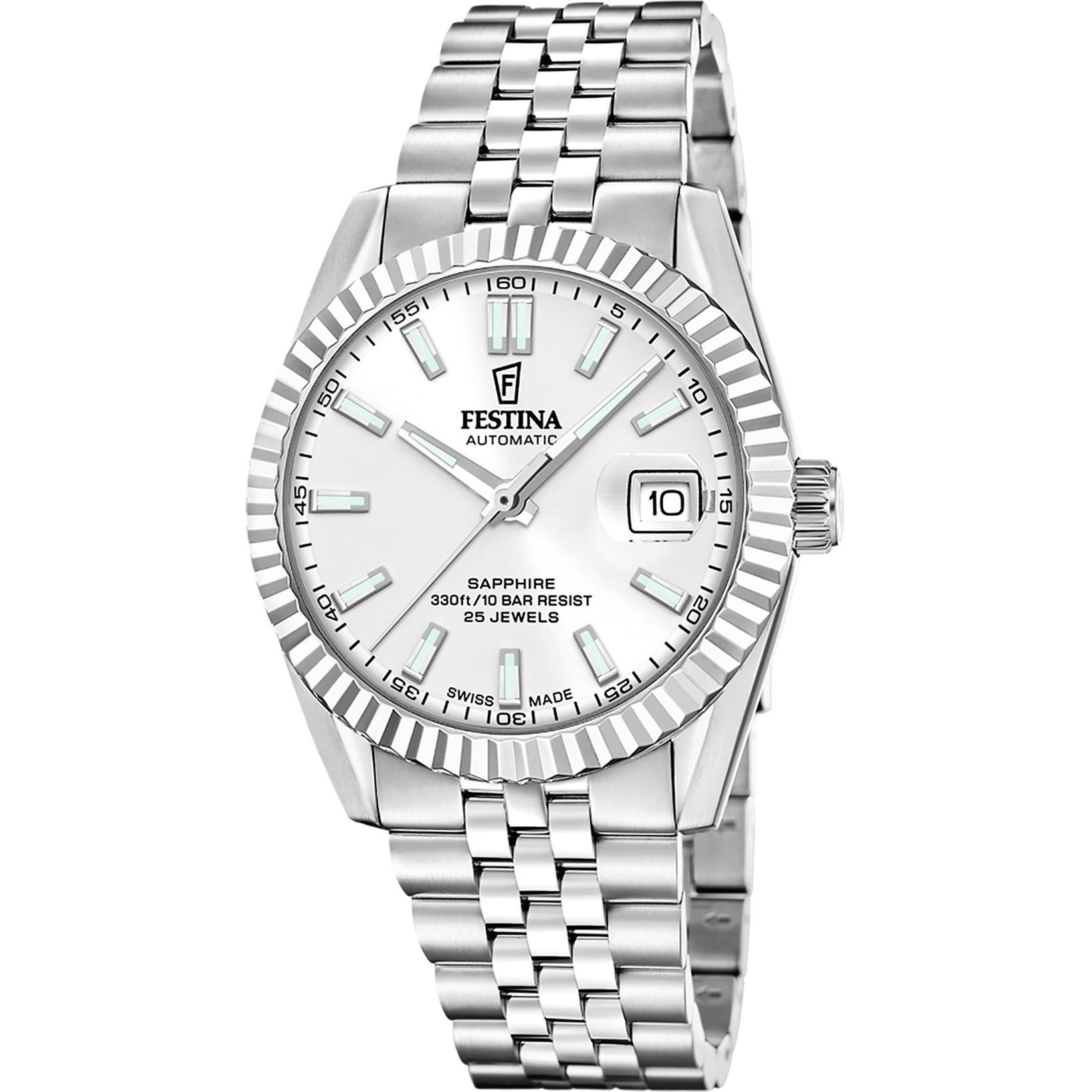 Festina Automatikuhr Automatic F20090_1, Armbanduhr, Herrenuhr, Swiss Made, Mechanische Uhr, Edelstahlarmband