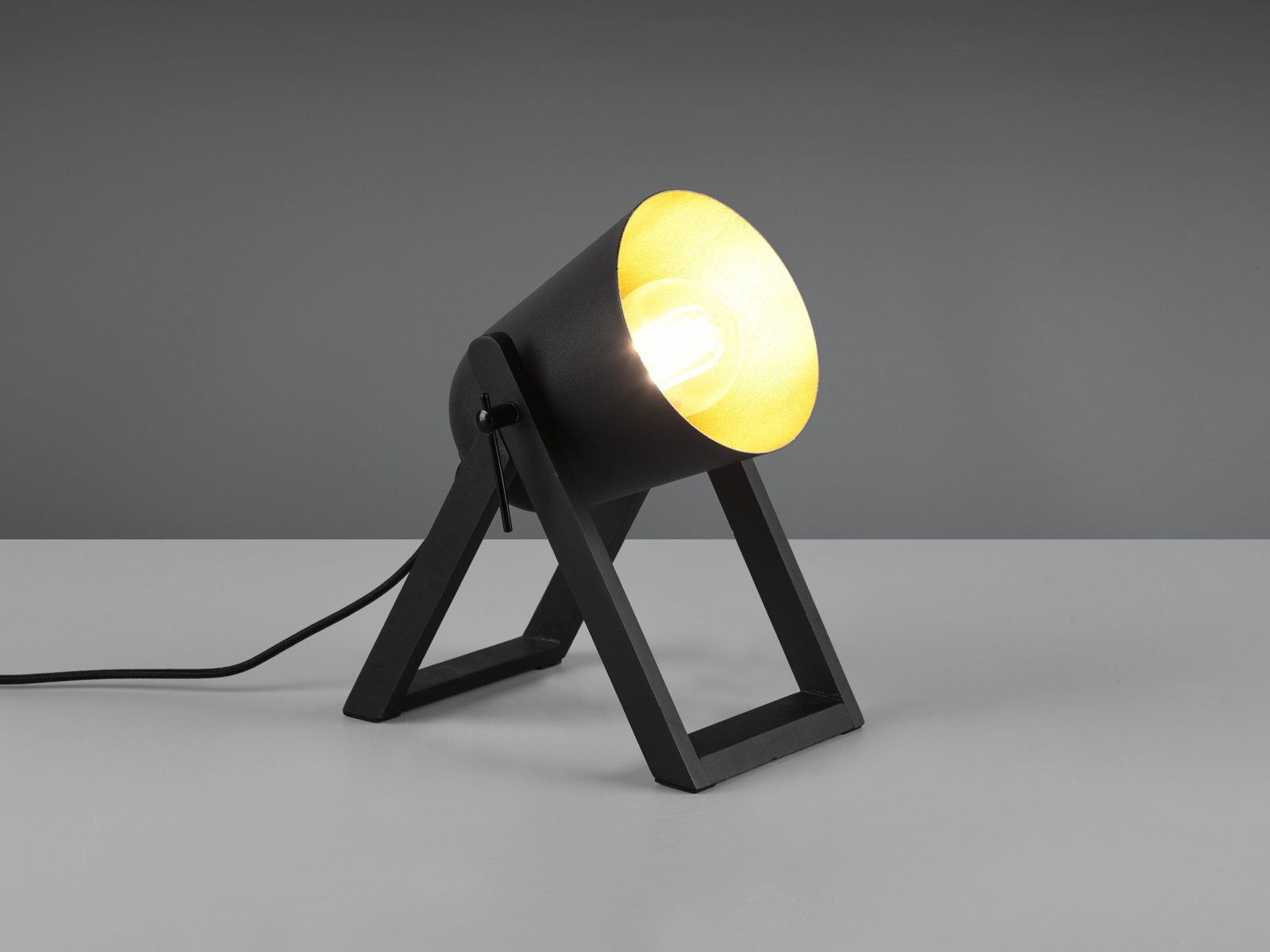 Lampenschirm wechselbar, LED 21cm Nachttischlampe, kleine Dimmfunktion, H: dimmbar meineWunschleuchte ausgefallen-e Warmweiß, Schwarz Gold-en, Schwarz-Gold LED