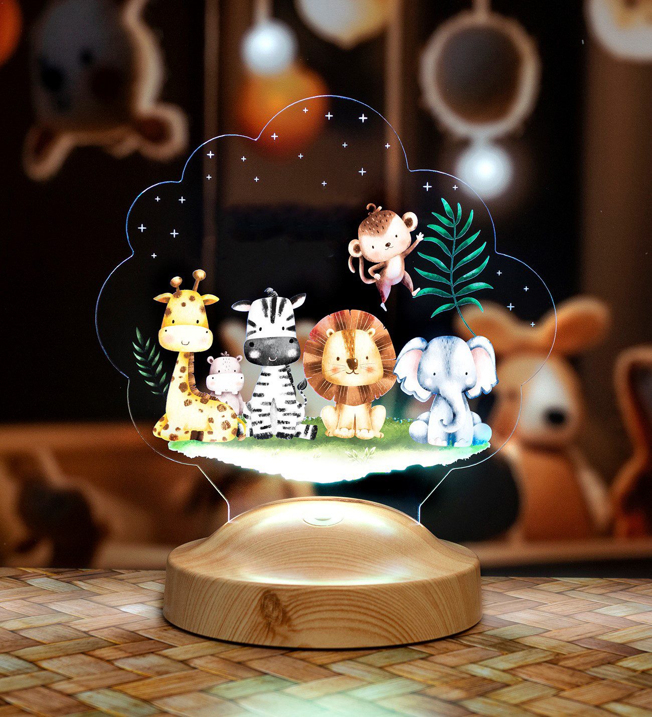 Geschenkelampe LED Nachttischlampe Safari Nachtlicht 3D günstig online kaufen
