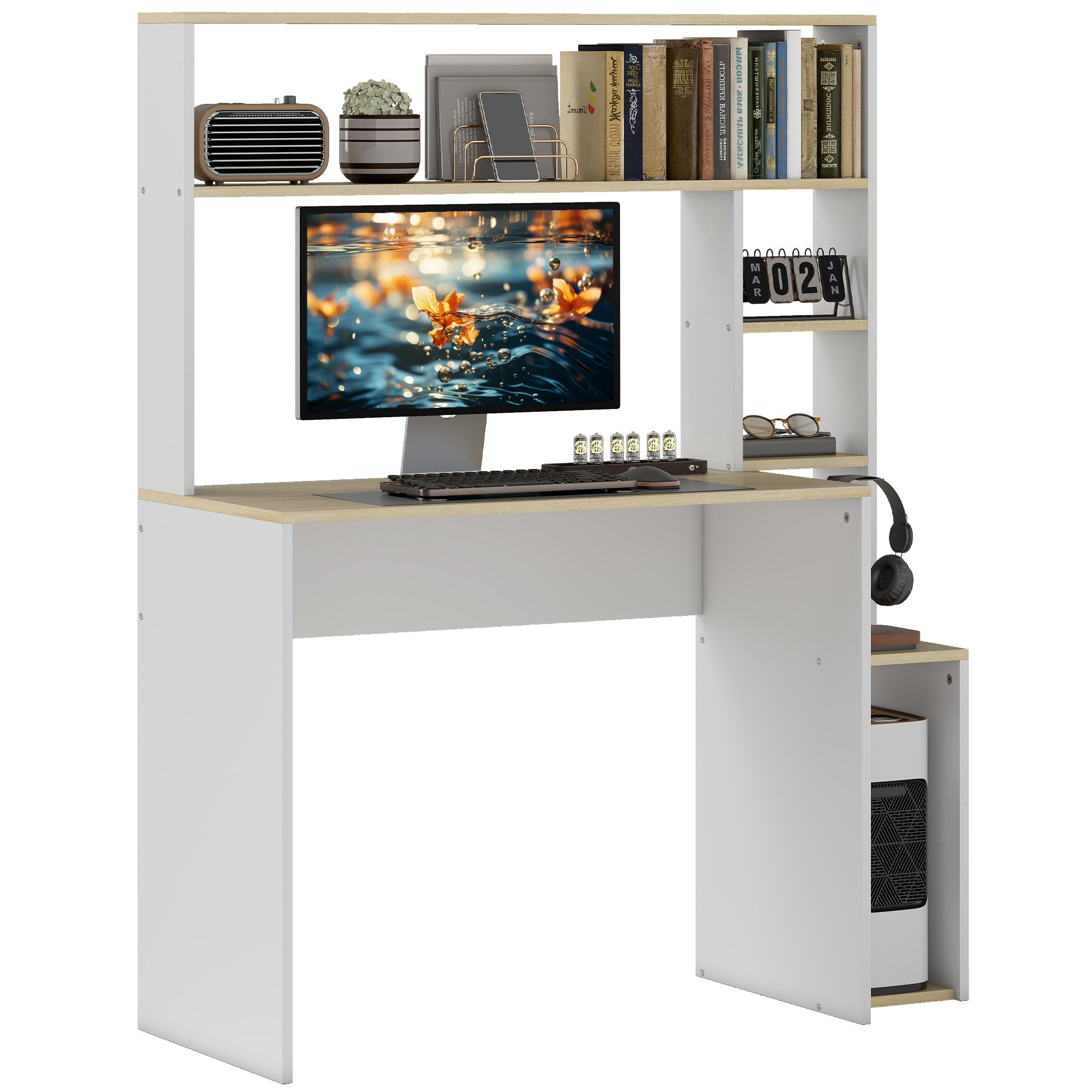 HOMCOM Computertisch mit offenen Regalen, CPU-Ständer, günstig online kaufen