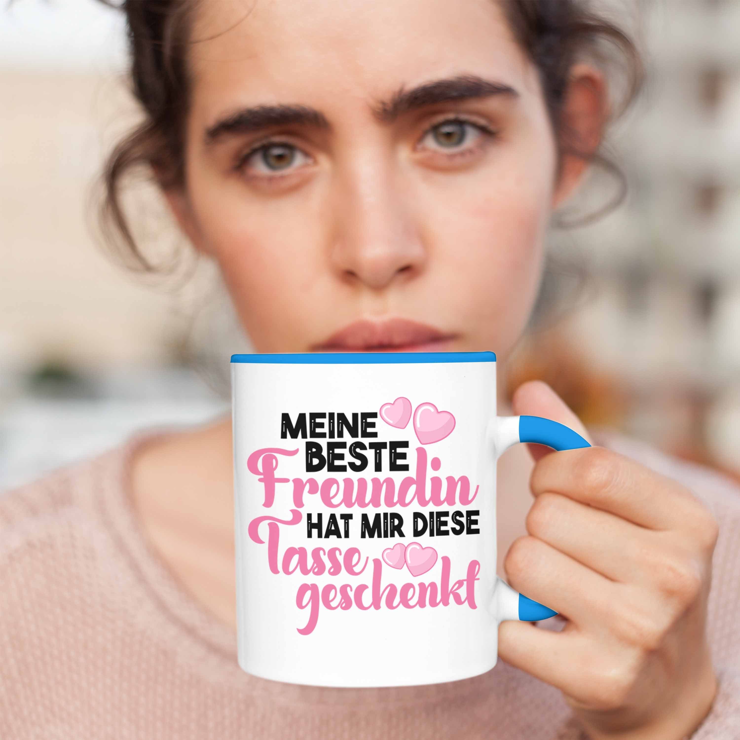 Beste Trendation Geschenk Freundinnen Tasse - Freundinnen Blau Schwester Lustig Freundin Unbiologische Spruch Tasse Becher Trendation Beste Geburtstag