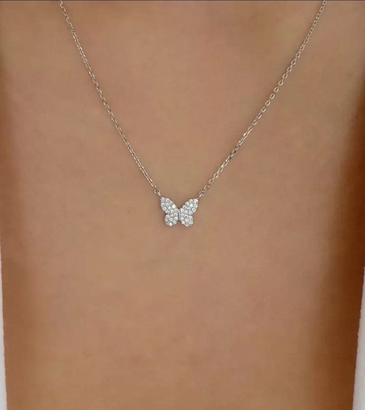 LIMONIA Kette mit Anhänger Schmetterling elegante Kette Halskette mit Stein günstig online kaufen