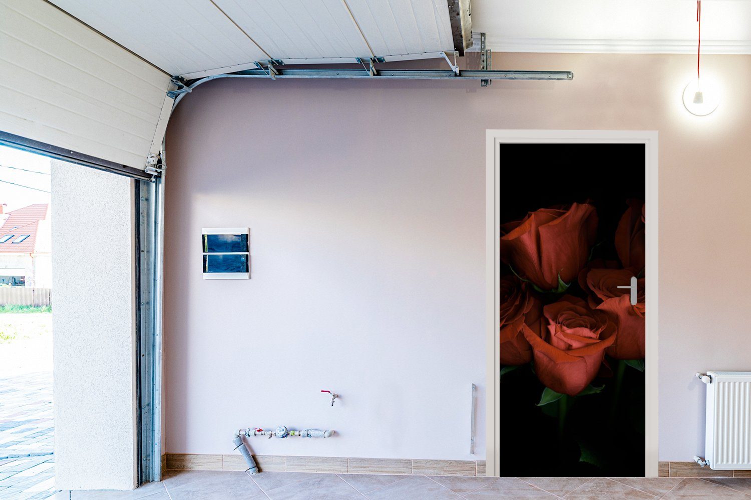 Rosen - für Matt, Türaufkleber, Wald, 75x205 MuchoWow Blumen cm Türtapete Tür, bedruckt, (1 St), Fototapete -