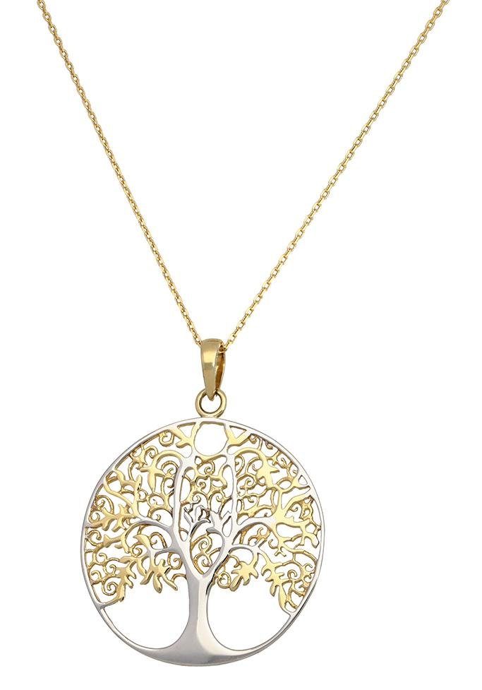 Firetti Kette mit Anhänger Schmuck Geschenk Silber 925 Halsschmuck Halskette Ankerkette Baum