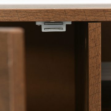 Fangqi TV-Schrank TV-Schrank Lowboard 180 lang, 2 Türen, 2 Schubladen, 1 offenes Fach (Landhaus Design, goldene Beine, 180x38x50,5cm)