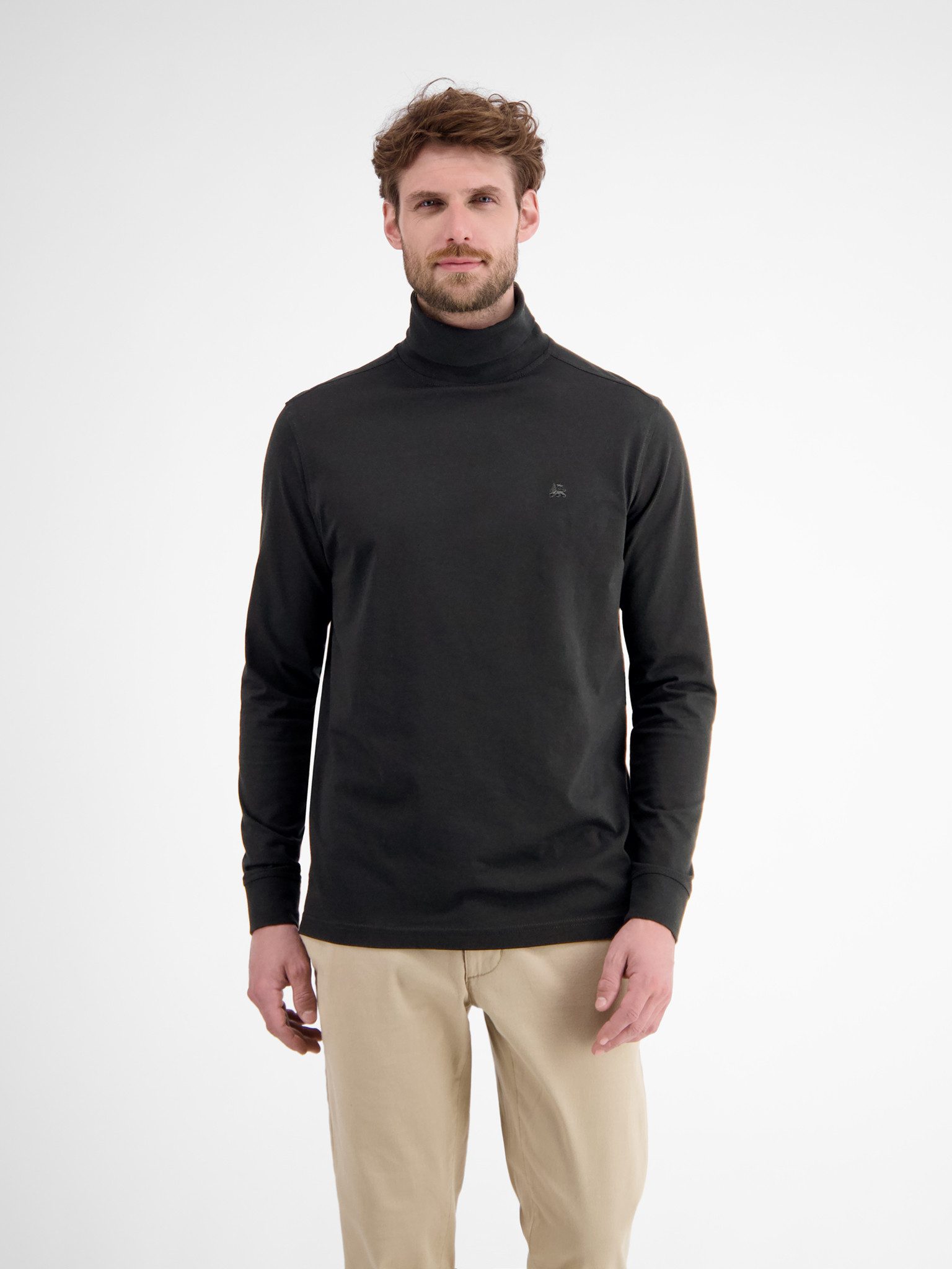 LERROS Rollkragenshirt mit Logo Stickerei