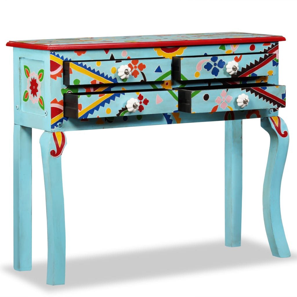 furnicato Konsolentisch Bunter aus Vollholz 90 x 30 x 76 cm Mehrfarbig (1-St)