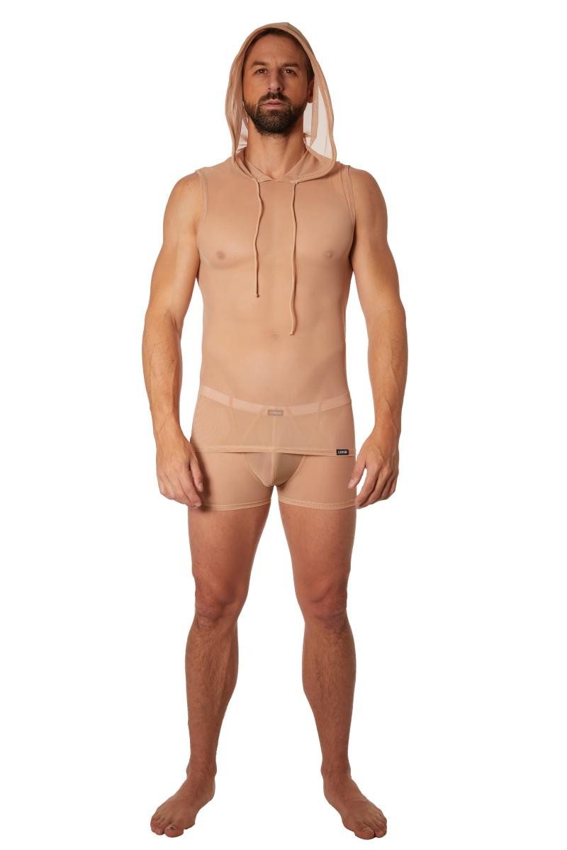 LOOK ME Netzshirt Transparentes Männer V-Shirt aus Tüll Material Herren Kapuzen Shirt el