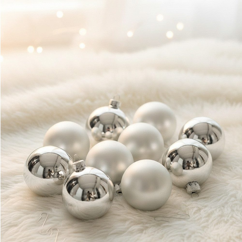 MAGIC by Inge Weihnachtsbaumkugel Weihnachtskugeln 20 Stk 6cm Frosty Silver mit Haken