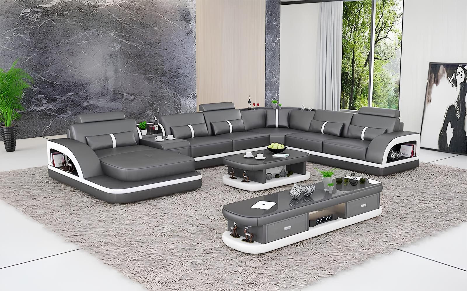 Xlmoebel Wohnlandschaft Moderne Eckcouch aus hochwertigem Leder mit großzügiger Polsterung, Hergestellt in Europa