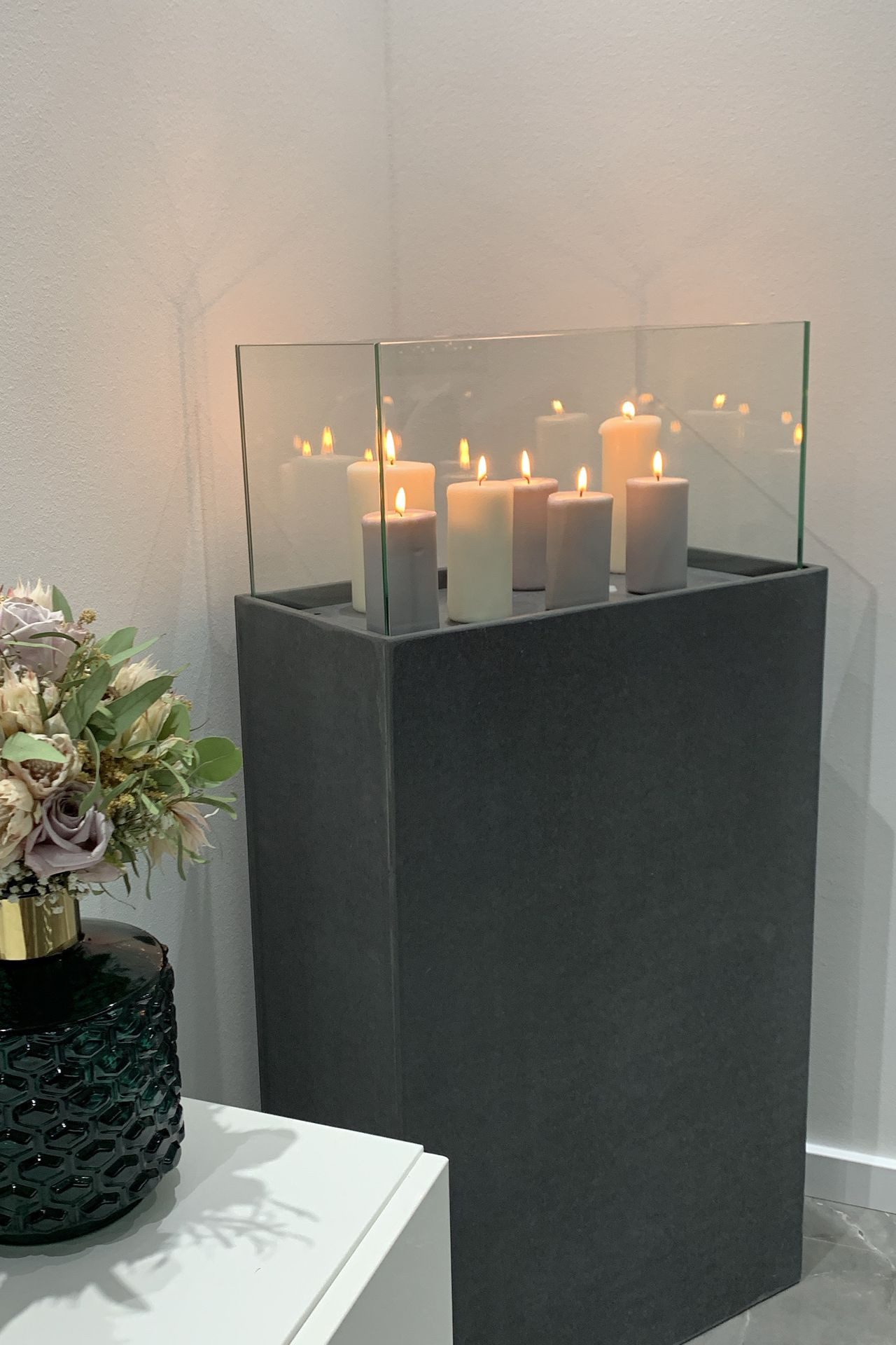 VIVANNO Bodenwindlicht Fiberzement CANDELA XL Rechteckig - Zementgrau Matt (1 St), 50x26x100 cm