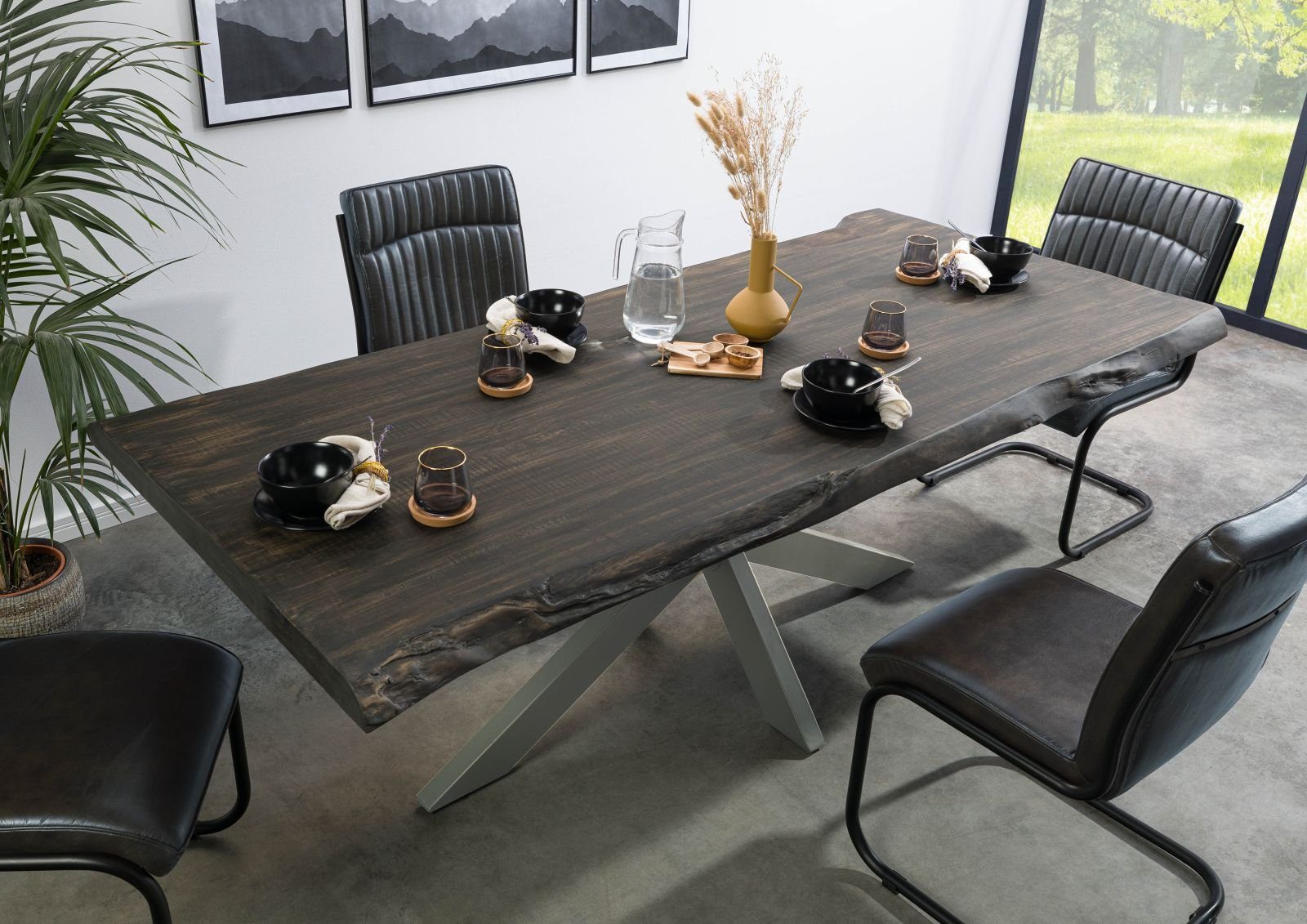 Massivmoebel24 Baumkantentisch FREEFORM (Baumtisch Mango 180x90x77 günstig online kaufen