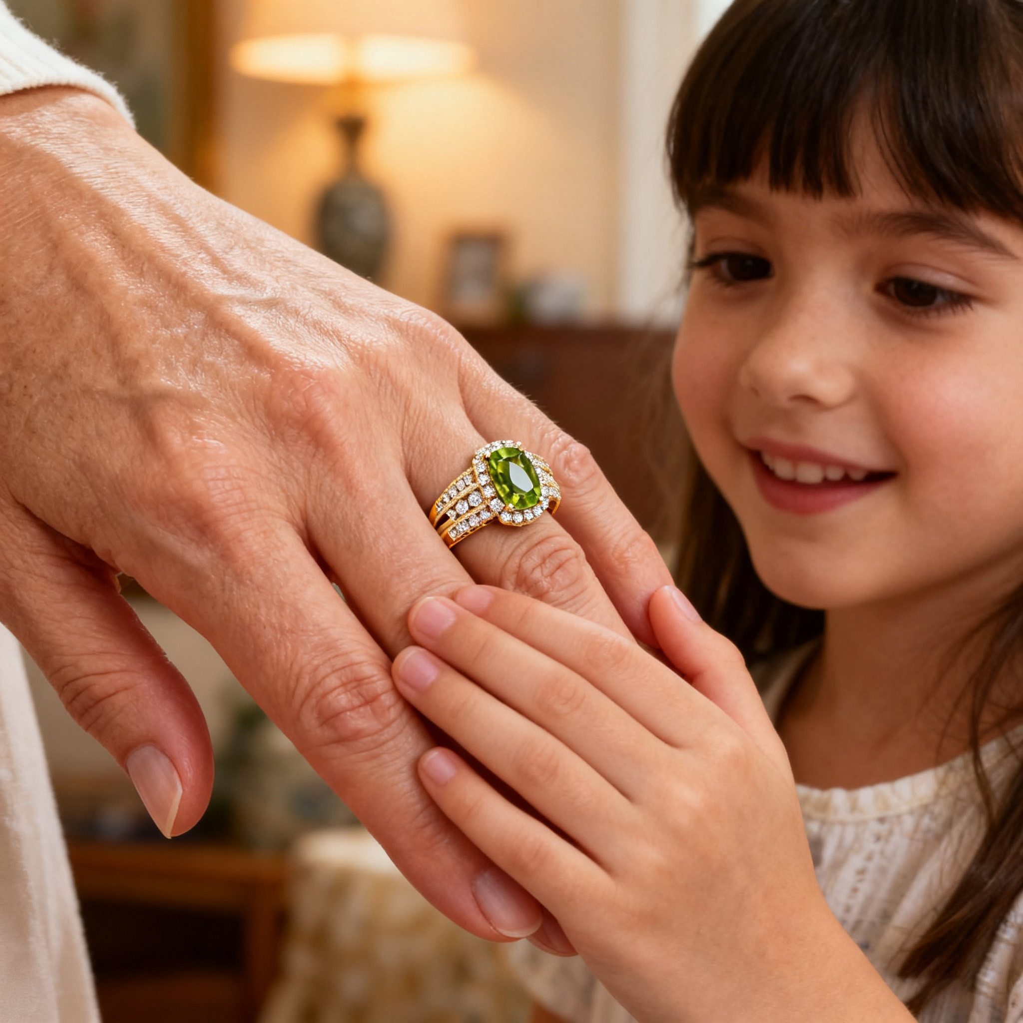 Jumpeak Diamantring 2.5ct Diamond Ring mit Peridot Peridot Stein for Women,585 gold, Engagement Ring Laborgezüchteter Diamant,Geschenk zum Hochzeitstag