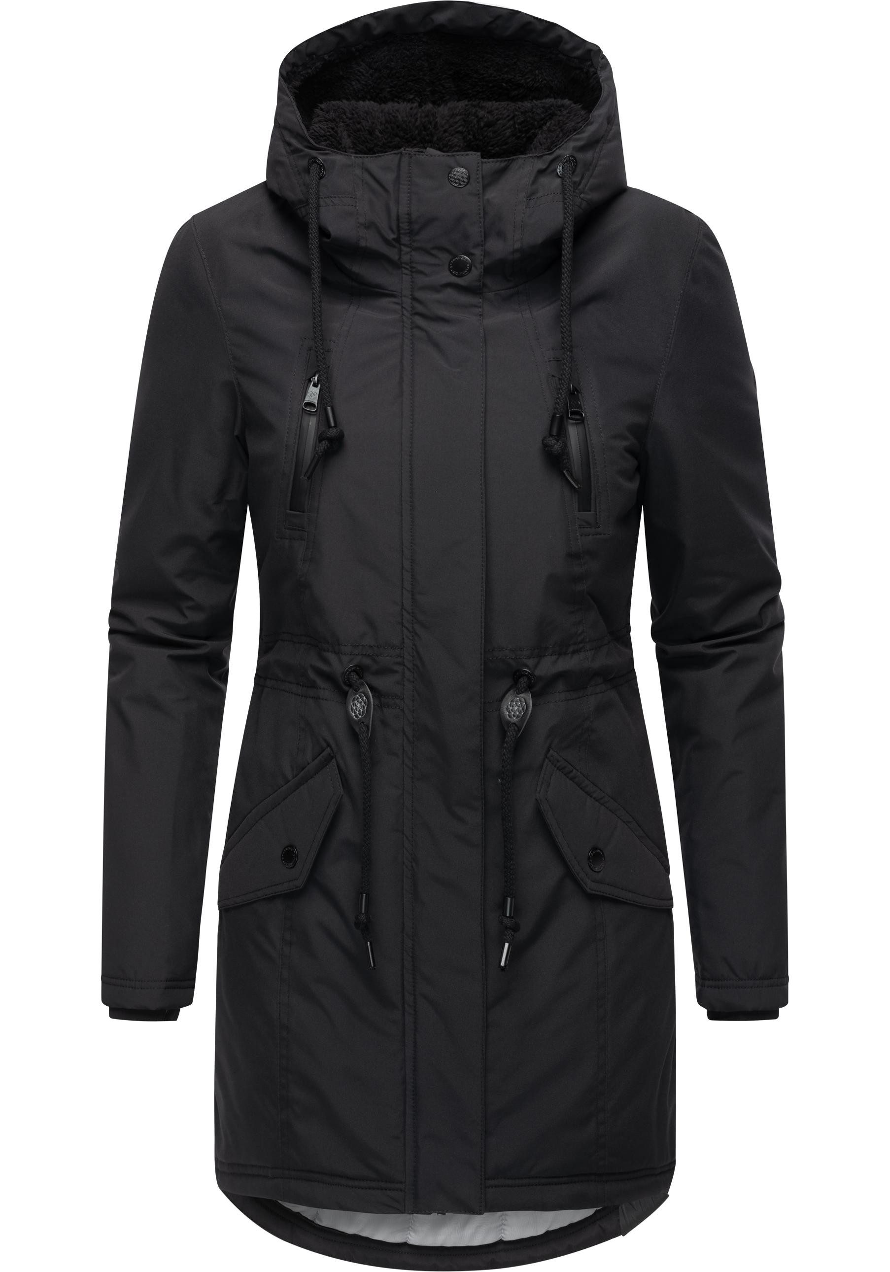 Ragwear Wintermantel Elsien wasserdichter Winterparka mit Teddyfell-Futter
