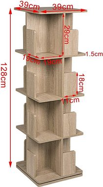 EUGAD Bücherregal, 1-tlg., drehbares Standregal Dekoregal mit 4 Ebenen, MDF