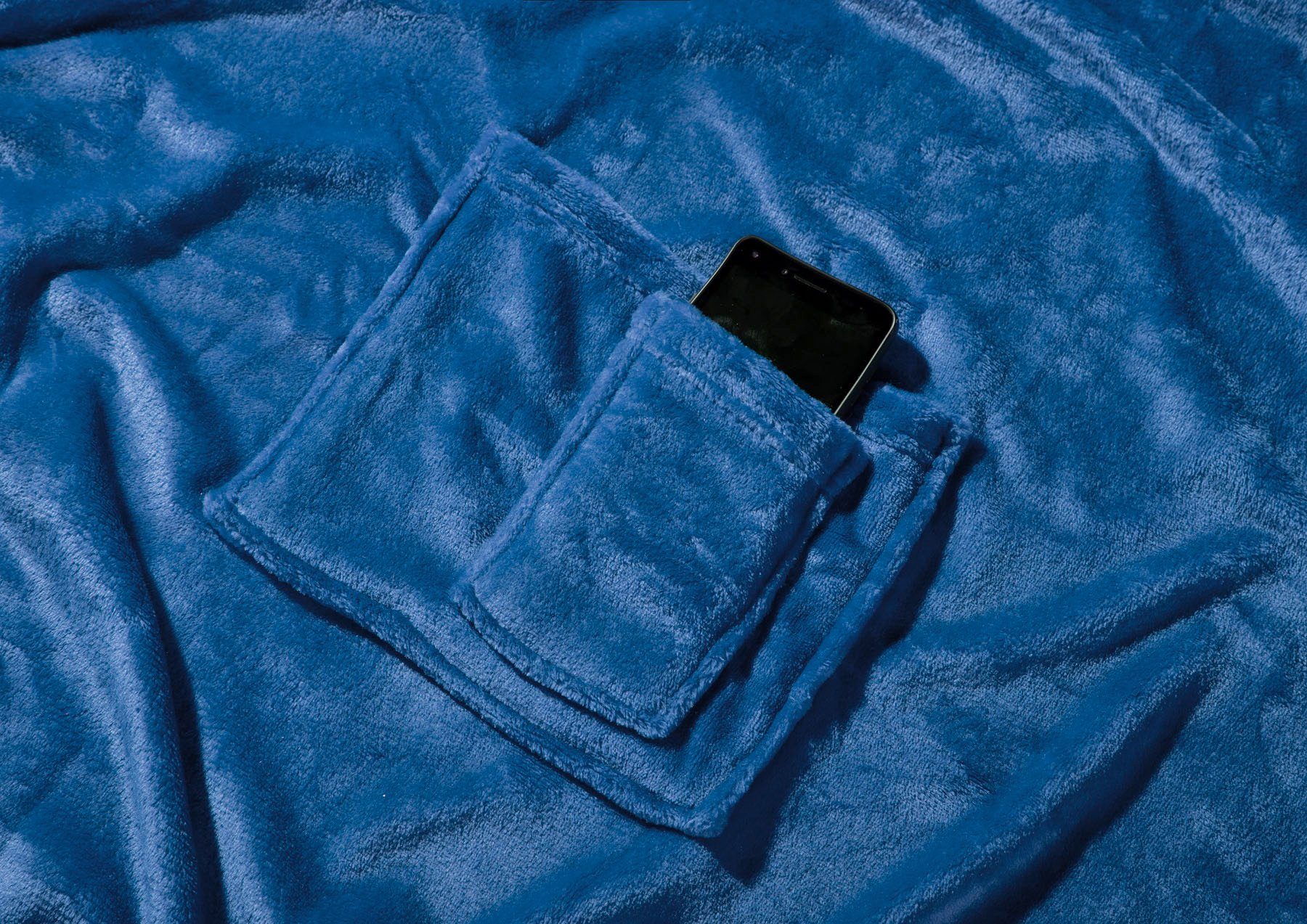 Wohndecke Kuscheldecke mit Ärmeln Super Soft Flanell Decke, heimtexland, Ärmeldecke mit 2 Taschen und Fußsack – Bild 5 von 5
