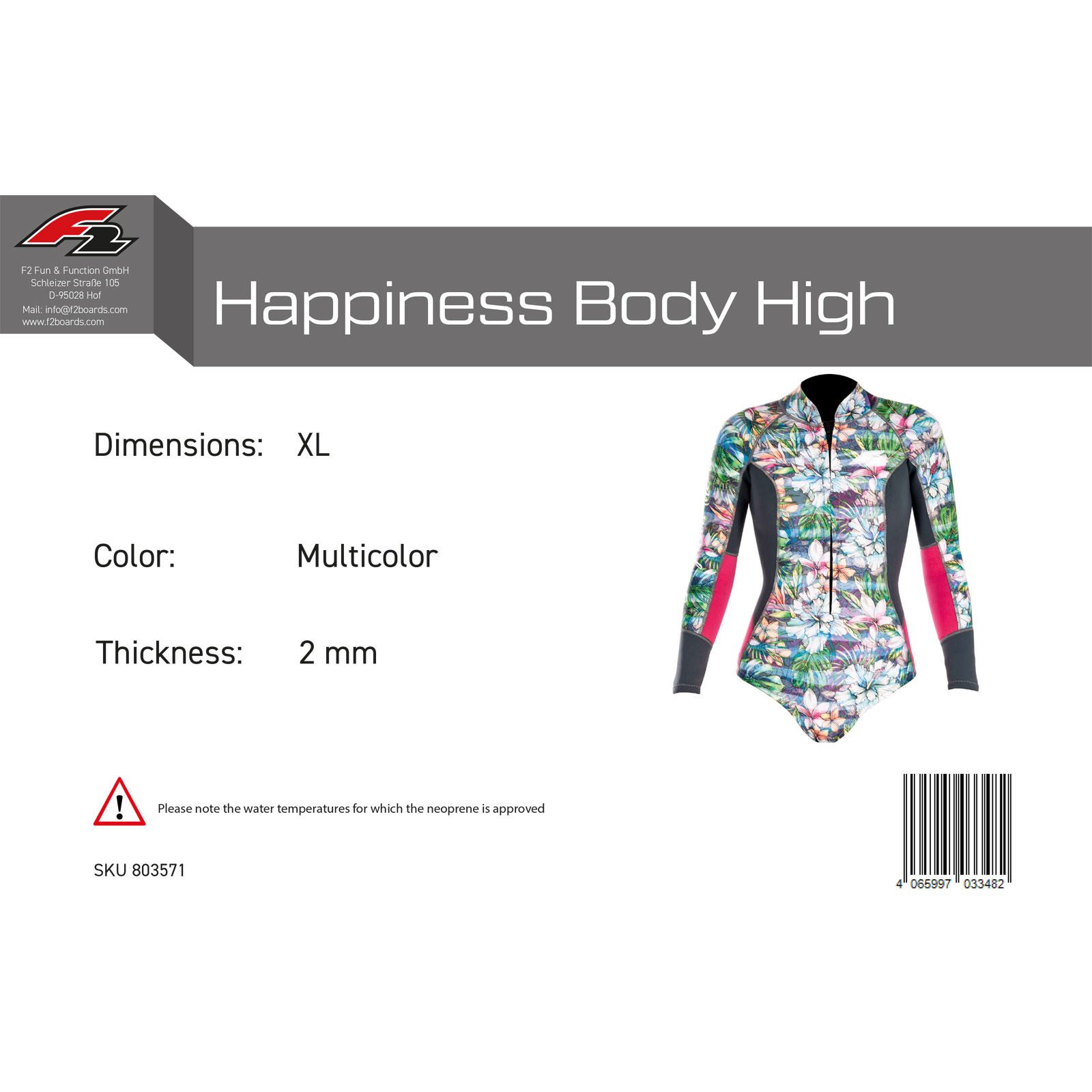 F2 Neoprenanzug F2 Damen Neopren Anzug Happiness Body High 2 mm XL Multicolor 2024/25