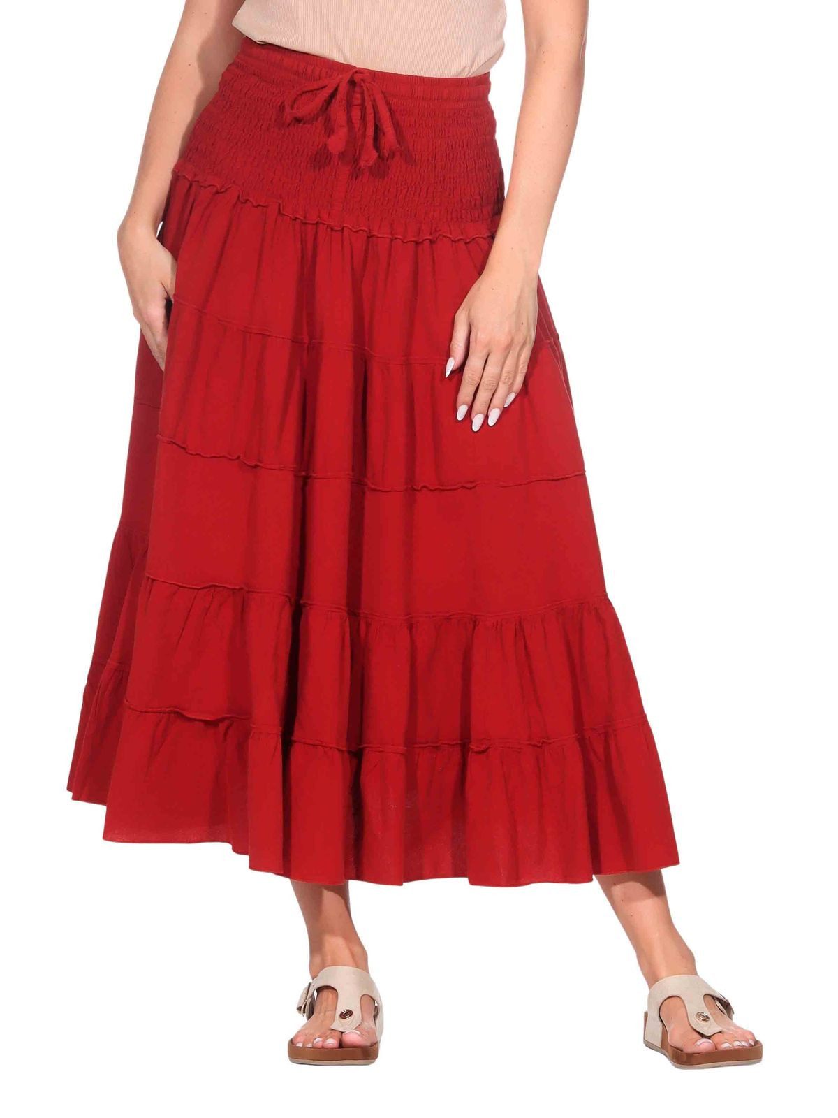 KUNST UND MAGIE Stufenrock Sommerrock Damen Rock Baumwolle – Boho Maxirock günstig online kaufen