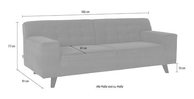 TOM TAILOR HOME 2-Sitzer Retrolook, wengefarben CHIC, Füße NORDIC im