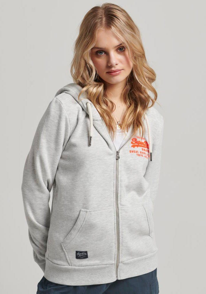 Superdry Kapuzensweatjacke Winter Grey Snowy ZIPHOOD VL Ice NEON