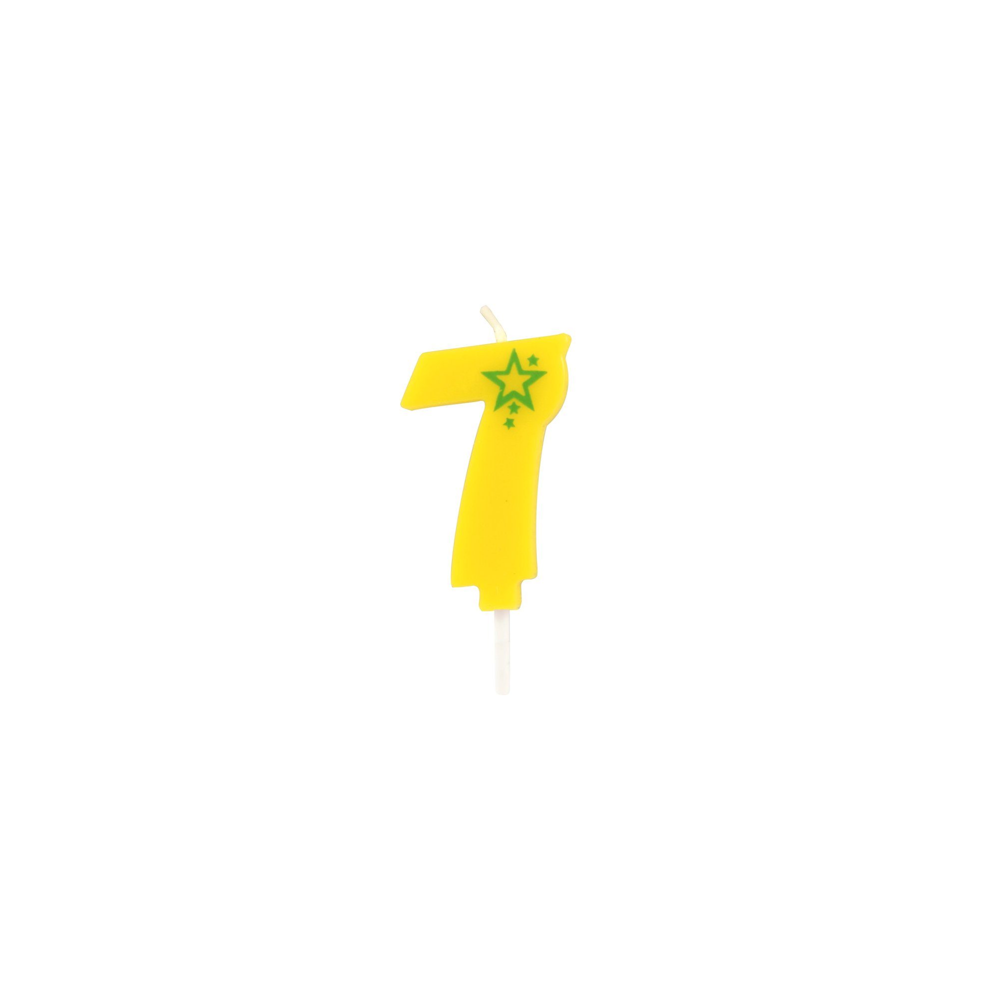 PAPSTAR Geburtstagskerze Zahlenkerze, Mini 6,8 cm gelb "7"