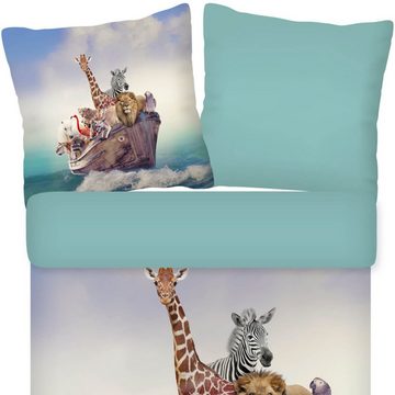 Kinderbettwäsche Arche Noah Trendy Bedding, ESPiCO, Renforcé, 2 teilig, Löwe, Tiger, Giraffe, Pferd, Vögel