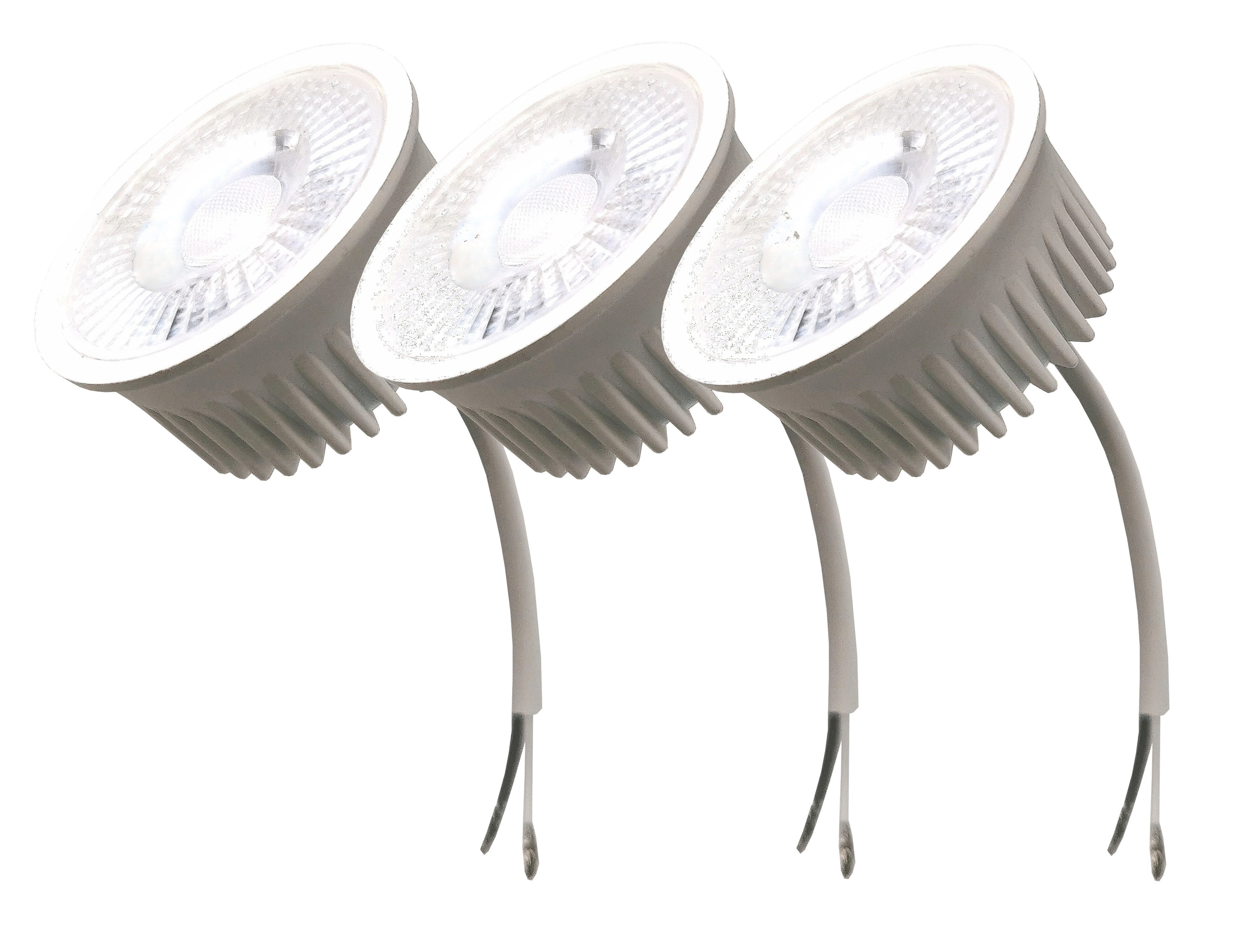 TRANGO LED-Leuchtmittel, 3er Pack MOCWSD-3 Ultra flach 5 Watt 3 Stufen dimmbare LED Modul 6000K Tageslichtweiß (kaltweiss) zum Austauschen GU10 & MR16 Halogen Leuchtmittel, 3 St., für Einbauleuchten, Deckenstrahler, Einbaustrahler