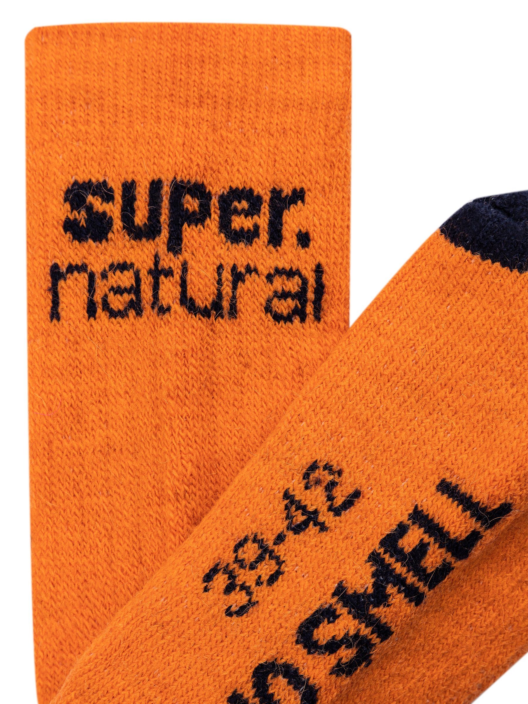 Red (2-Paar) Alpaka SN No smell-no worries, SUPER.NATURAL COSY Socken Alpaka-Materialmix Orange/Ocean Sportsocken SOCKS