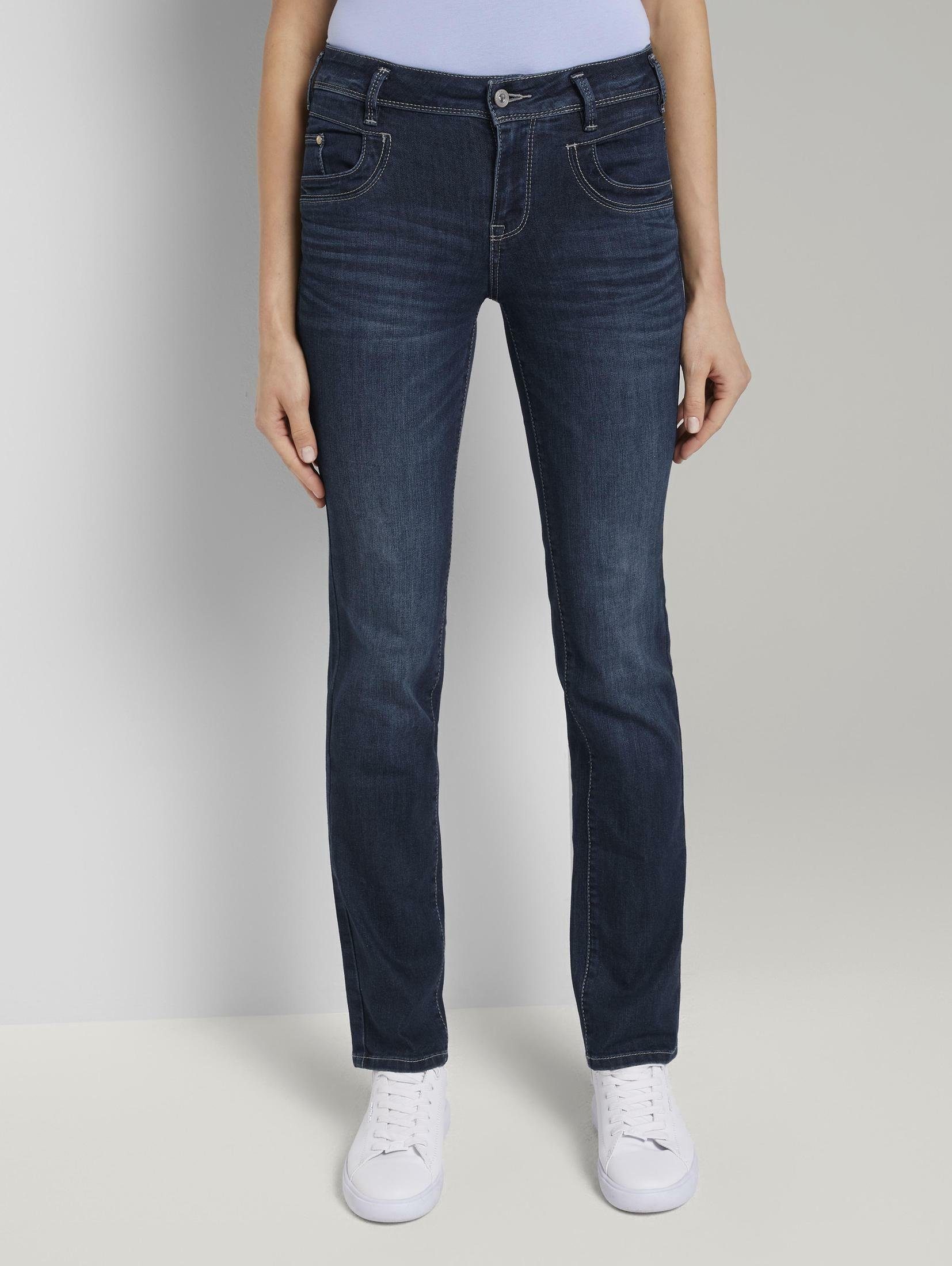 TOM TAILOR Skinny-fit-Jeans Alexa Straight Jeans mit Bio-Baumwolle dark stone wash denim