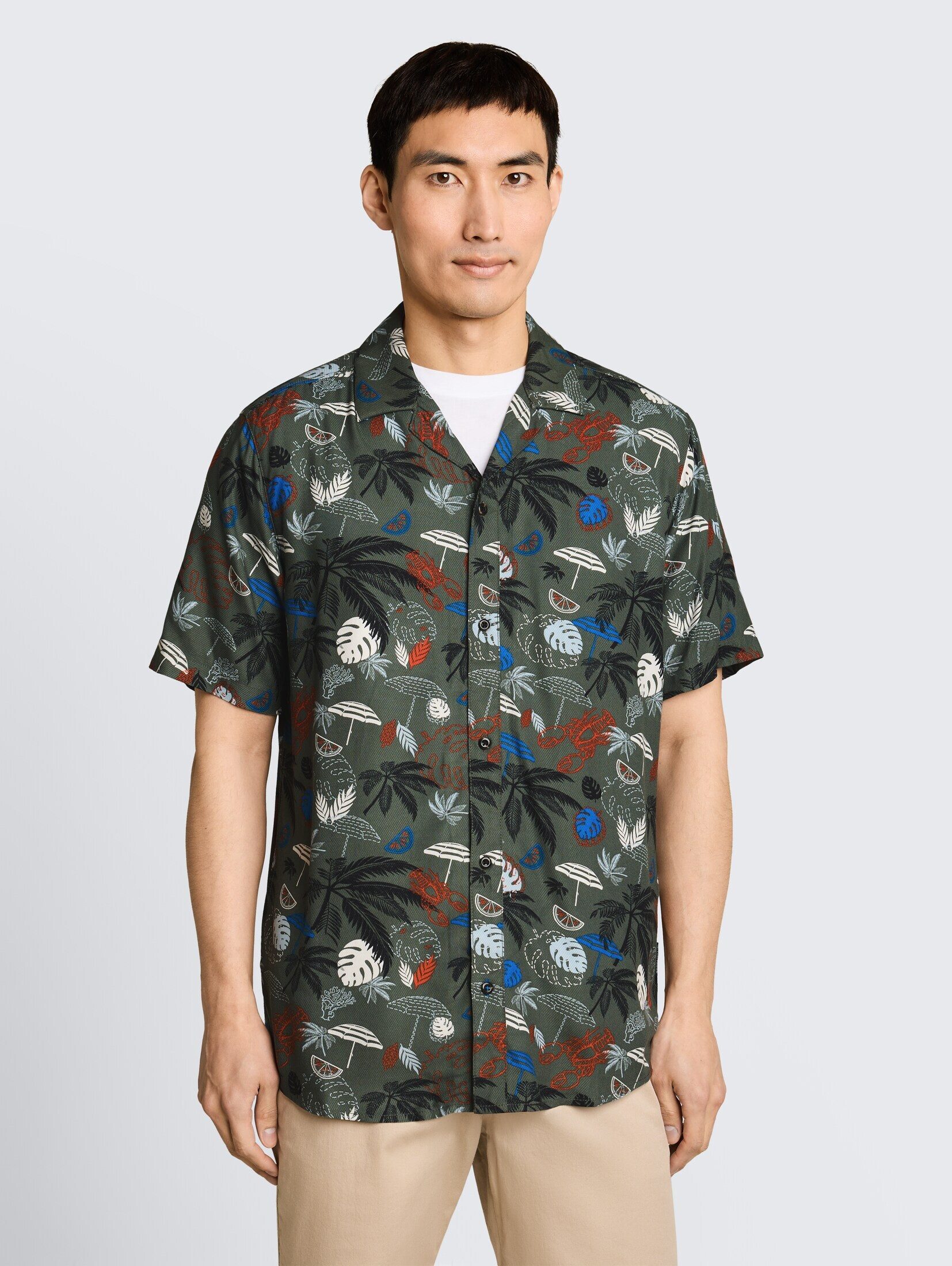 TOM TAILOR Kurzarmhemd Blusen & Shirts Regular Fit Resort Kurzarmhemd aus Viskose