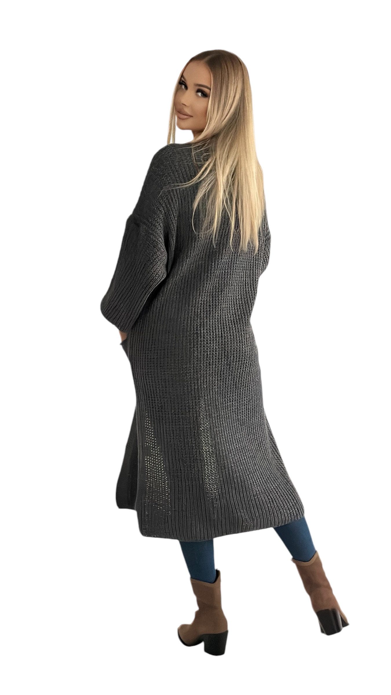 Mississhop Longstrickjacke Cardigan Longstrickjacke extra lange Strickjacke M. 384